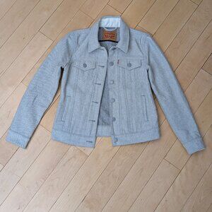 BOGO ✨ Womens Levi's Wool Trucker Jacket Size XS Light Gray